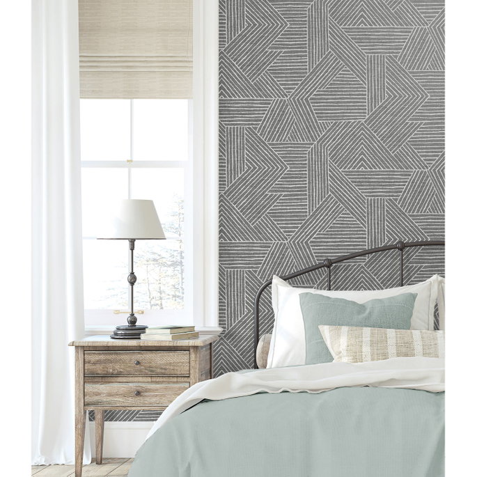 Stacy Garcia Home Peel &amp; Stick Etched Geometric Pewter Wallpaper image 3 of 5