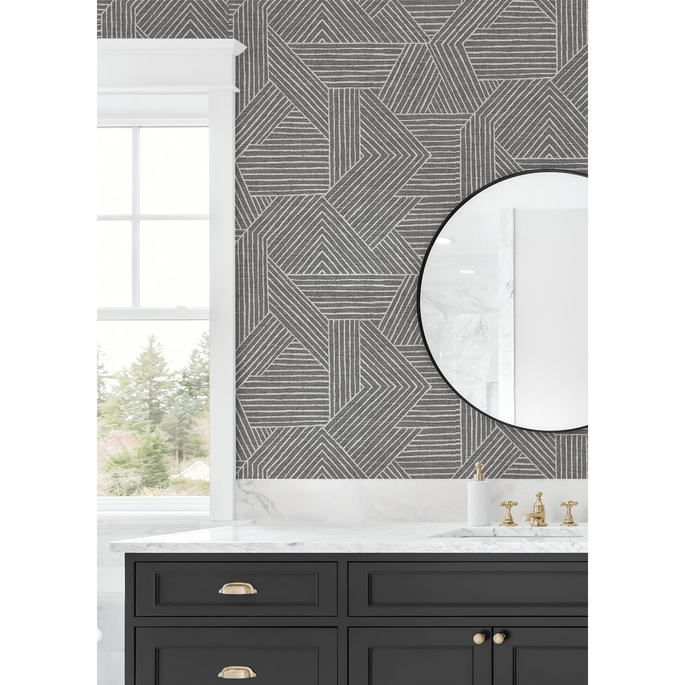 Stacy Garcia Home Peel &amp; Stick Etched Geometric Pewter Wallpaper image 4 of 5