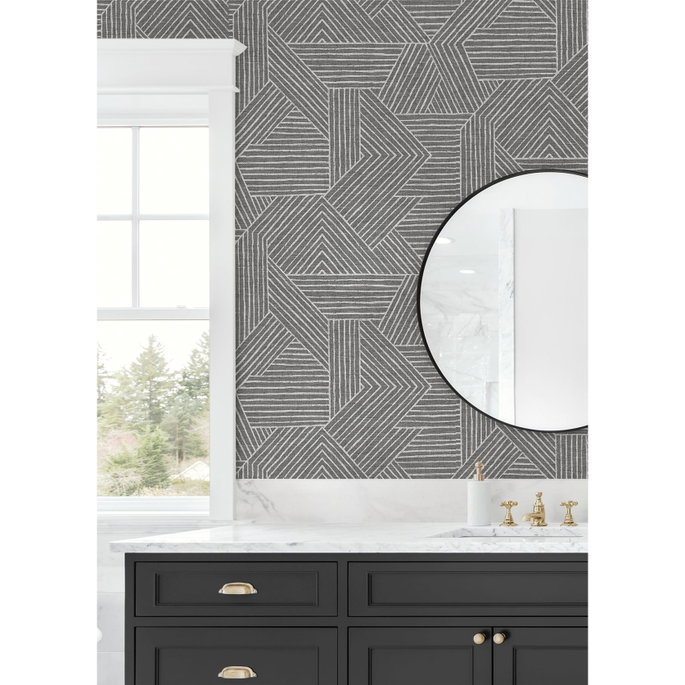Stacy Garcia Home Peel &amp; Stick Etched Geometric Pewter Wallpaper image 4 of 5