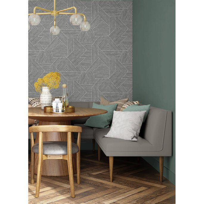 Stacy Garcia Home Peel &amp; Stick Etched Geometric Pewter Wallpaper image 5 of 5