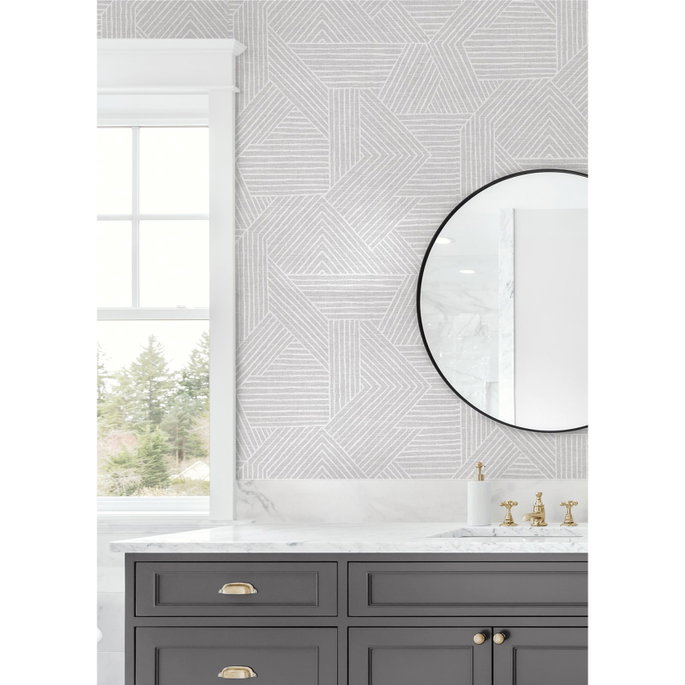 Stacy Garcia Home Peel &amp; Stick Etched Geometric Salt Glaze Wallpaper image 4 of 5