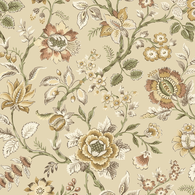 Stacy Garcia Home Peel &amp; Stick Jacobean Floral Trail Latte Wallpaper image 1 of 7