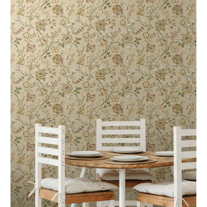 Stacy Garcia Home Peel &amp; Stick Jacobean Floral Trail Latte Wallpaper image 2 of 7