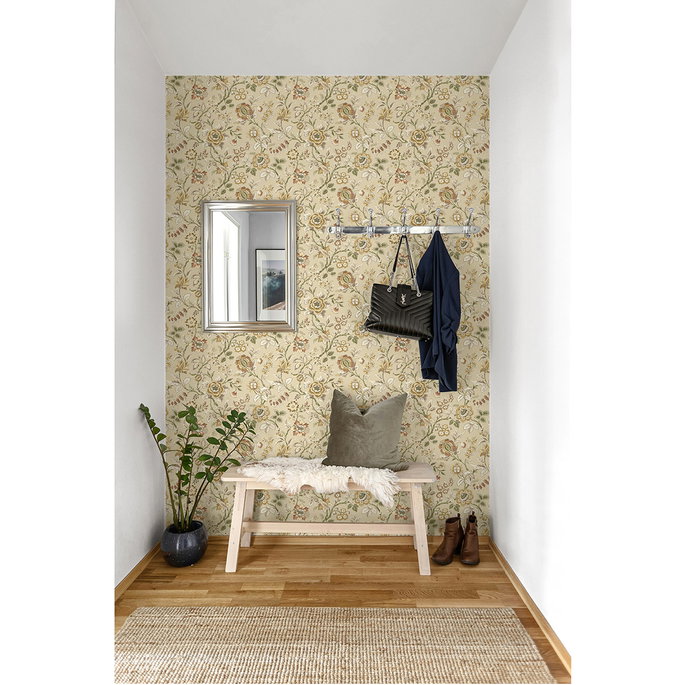 Stacy Garcia Home Peel &amp; Stick Jacobean Floral Trail Latte Wallpaper image 5 of 7