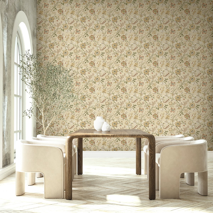 Stacy Garcia Home Peel &amp; Stick Jacobean Floral Trail Latte Wallpaper image 6 of 7