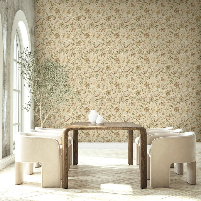 Stacy Garcia Home Peel &amp; Stick Jacobean Floral Trail Latte Wallpaper image 6 of 7