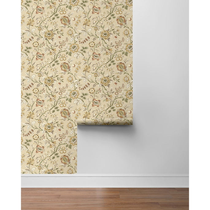 Stacy Garcia Home Peel &amp; Stick Jacobean Floral Trail Latte Wallpaper image 7 of 7