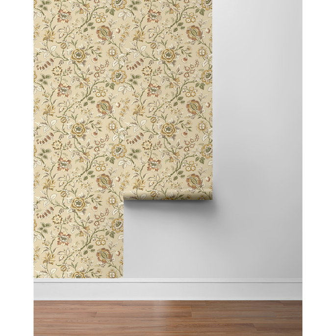 Stacy Garcia Home Peel &amp; Stick Jacobean Floral Trail Latte Wallpaper image 7 of 7