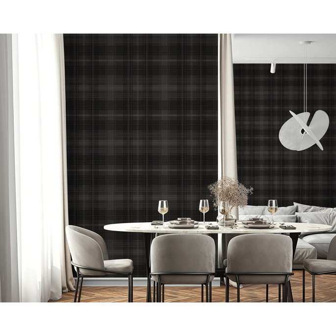 Stacy Garcia Home Peel &amp; Stick Crossroads Plaid Wrought Iron Wallpaper image 2 of 6