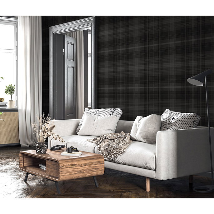 Stacy Garcia Home Peel &amp; Stick Crossroads Plaid Wrought Iron Wallpaper image 3 of 6