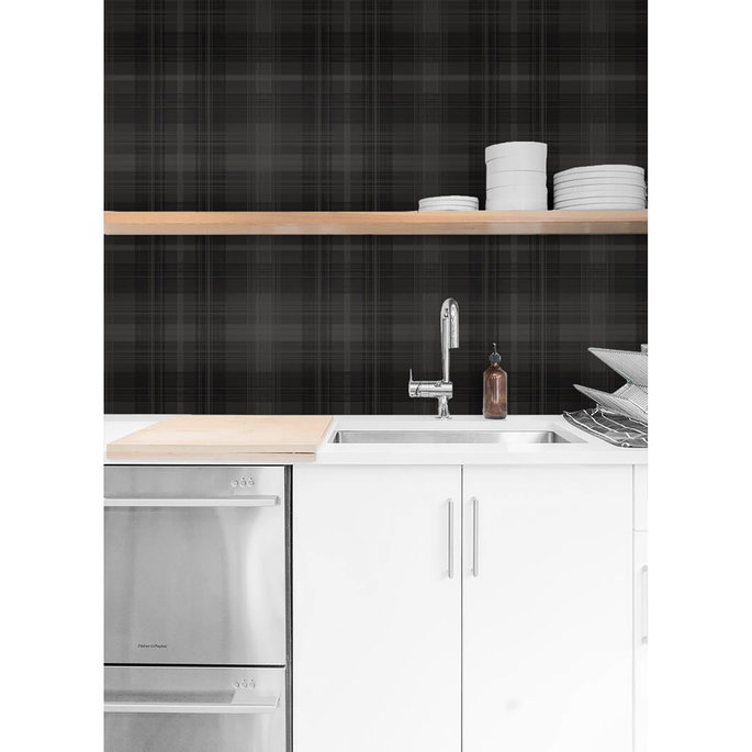 Stacy Garcia Home Peel &amp; Stick Crossroads Plaid Wrought Iron Wallpaper image 4 of 6