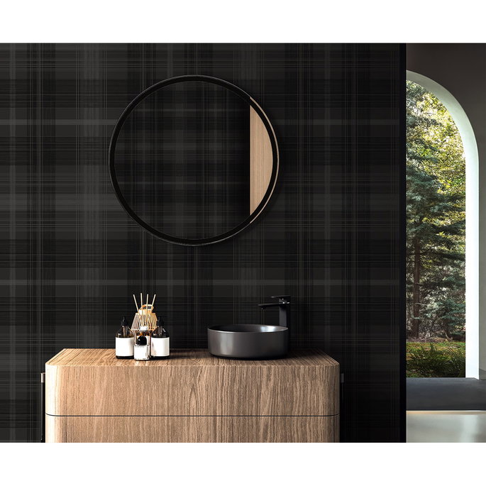 Stacy Garcia Home Peel &amp; Stick Crossroads Plaid Wrought Iron Wallpaper image 5 of 6