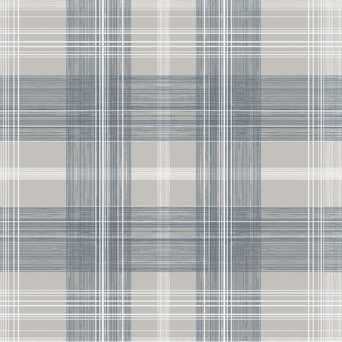 Stacy Garcia Home Peel &amp; Stick Crossroads Plaid Argos Grey &amp; Blue Wallpaper image 1 of 6