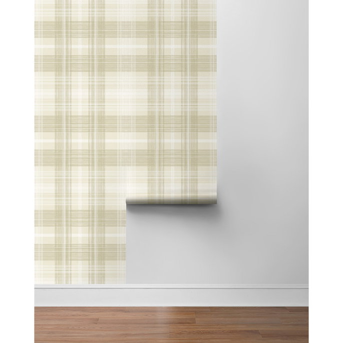 Stacy Garcia Home Peel &amp; Stick Crossroads Plaid Sand Dollar Wallpaper image 6 of 6