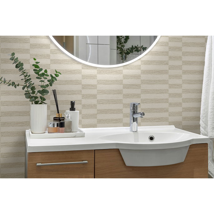 Stacy Garcia Home Peel &amp; Stick Faux Woven Stripe Natural Wallpaper image 2 of 7