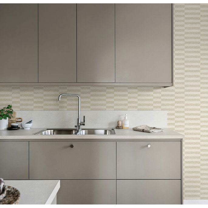 Stacy Garcia Home Peel &amp; Stick Faux Woven Stripe Natural Wallpaper image 3 of 7