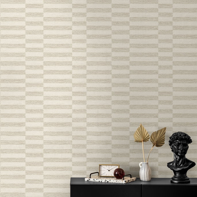 Stacy Garcia Home Peel &amp; Stick Faux Woven Stripe Natural Wallpaper image 4 of 7
