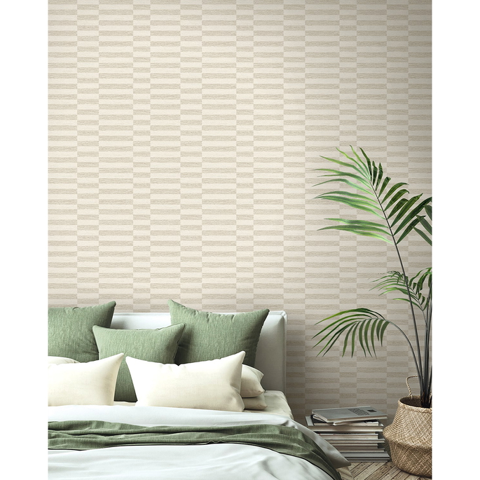 Stacy Garcia Home Peel &amp; Stick Faux Woven Stripe Natural Wallpaper image 5 of 7