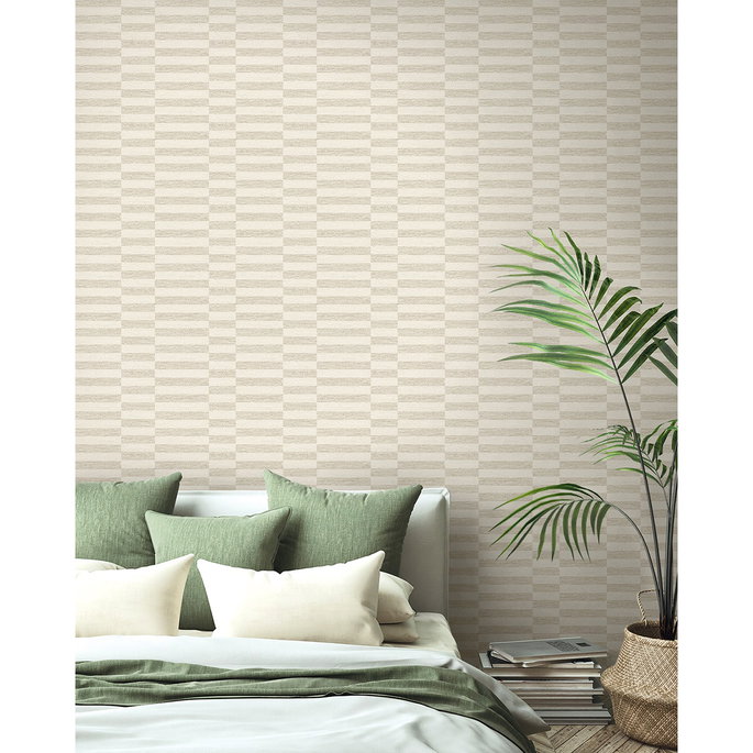 Stacy Garcia Home Peel &amp; Stick Faux Woven Stripe Natural Wallpaper image 5 of 7