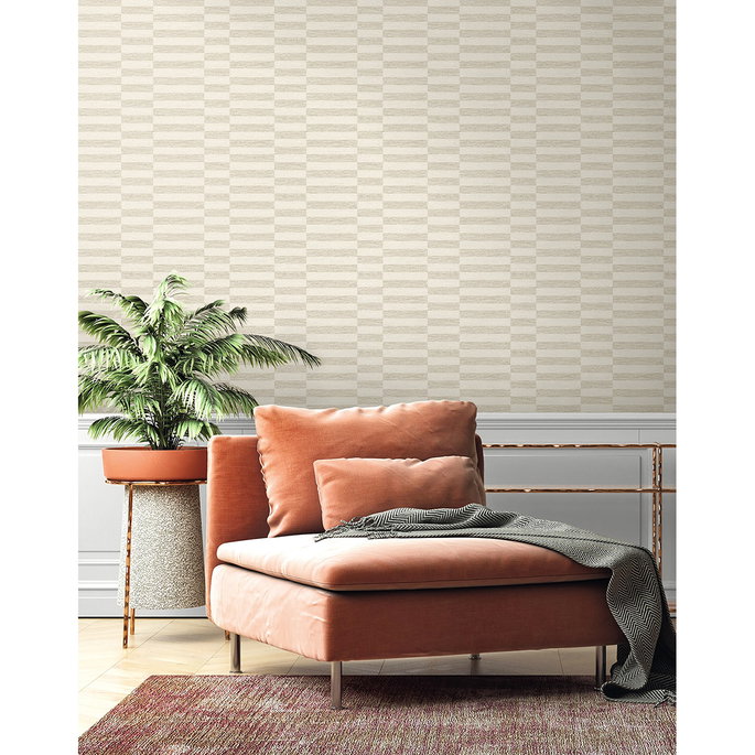 Stacy Garcia Home Peel &amp; Stick Faux Woven Stripe Natural Wallpaper image 6 of 7