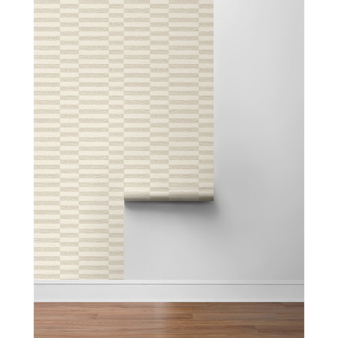 Stacy Garcia Home Peel &amp; Stick Faux Woven Stripe Natural Wallpaper image 7 of 7
