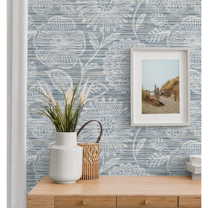 Stacy Garcia Home Peel &amp; Stick Faux Grass Floral Bluestone Wallpaper image 4 of 6