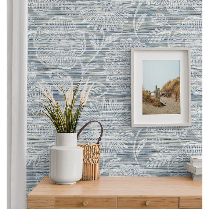 Stacy Garcia Home Peel &amp; Stick Faux Grass Floral Bluestone Wallpaper image 4 of 6