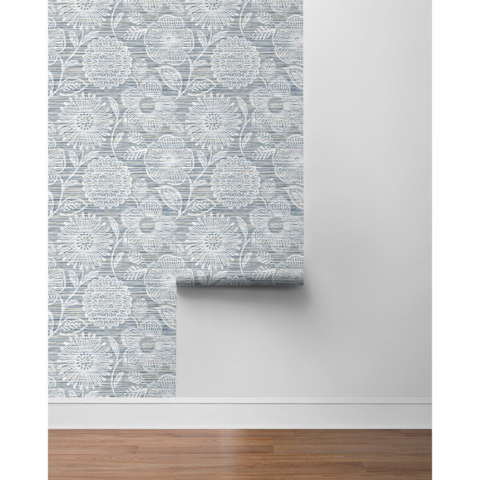 Stacy Garcia Home Peel &amp; Stick Faux Grass Floral Bluestone Wallpaper image 6 of 6