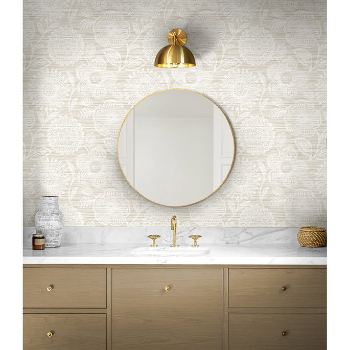 Stacy Garcia Home Peel &amp; Stick Faux Grass Floral Sand Wallpaper image 2 of 6