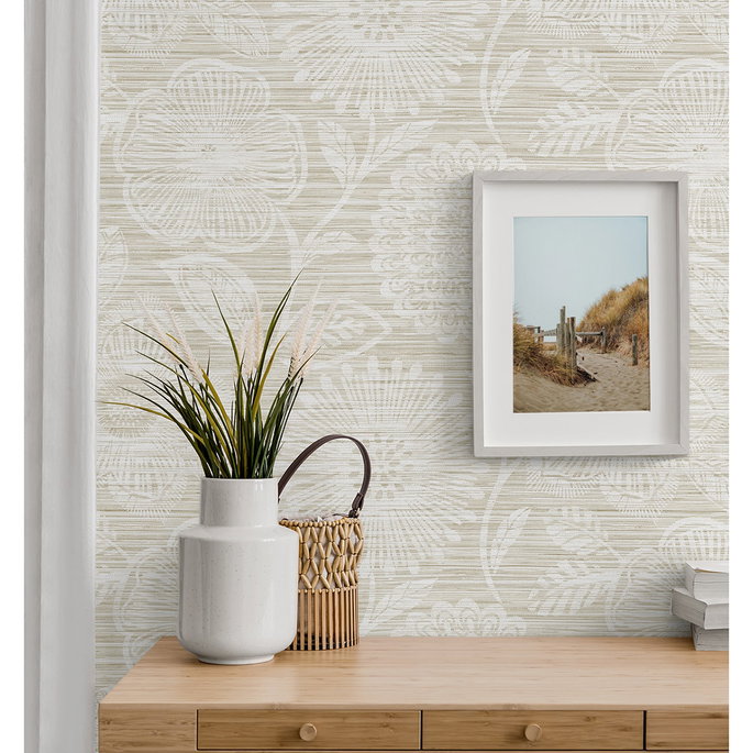 Stacy Garcia Home Peel &amp; Stick Faux Grass Floral Sand Wallpaper image 4 of 6