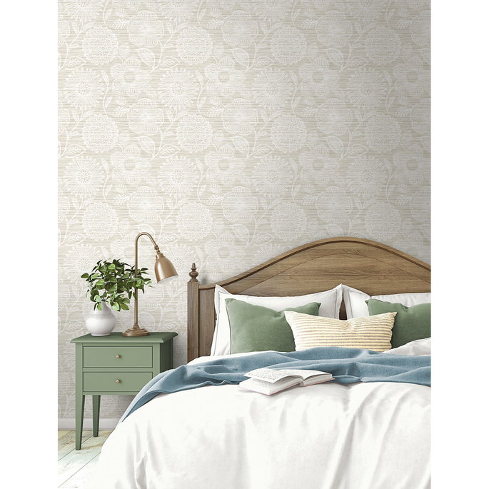 Stacy Garcia Home Peel &amp; Stick Faux Grass Floral Sand Wallpaper image 5 of 6