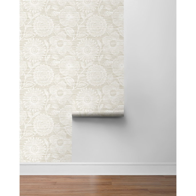 Stacy Garcia Home Peel &amp; Stick Faux Grass Floral Sand Wallpaper image 6 of 6