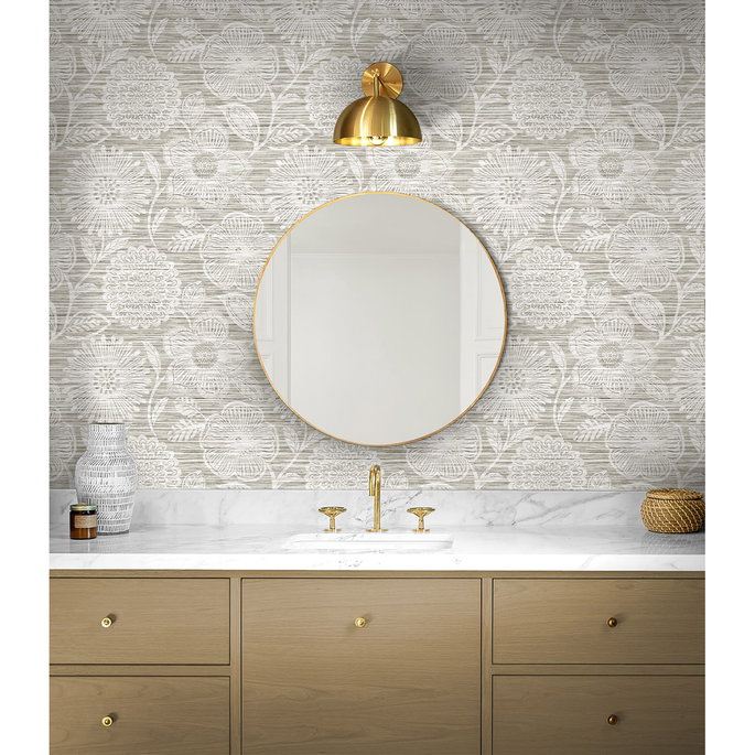 Stacy Garcia Home Peel &amp; Stick Faux Grass Floral Harbor Grey Wallpaper image 2 of 6