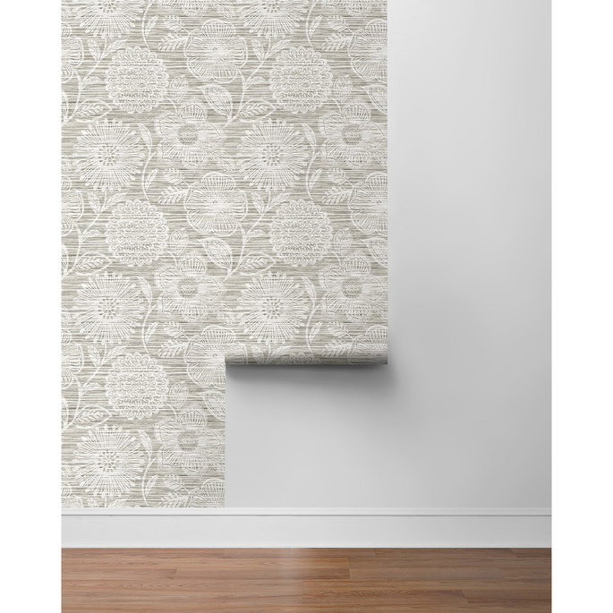 Stacy Garcia Home Peel &amp; Stick Faux Grass Floral Harbor Grey Wallpaper image 6 of 6