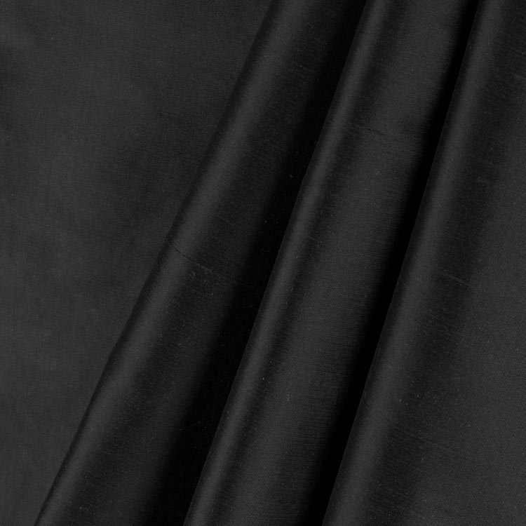 Premium Black Silk Shantung Fabric