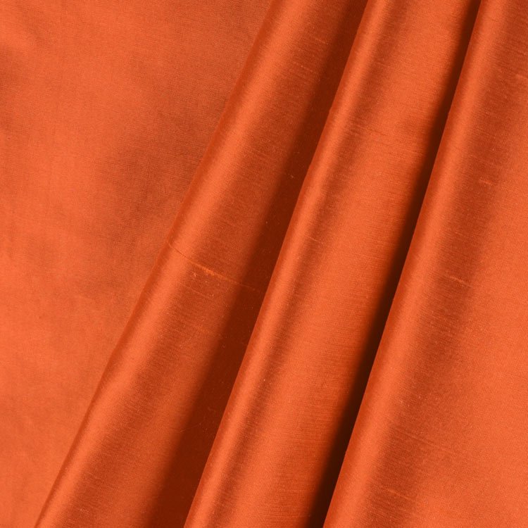 Premium Deep Orange Silk Shantung Fabric