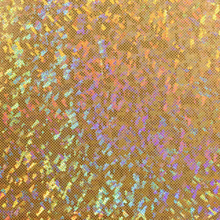 Shattered Glass Hologram Spandex Gold Fabric