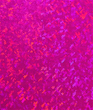 Shattered Glass Hologram Spandex Hot Pink Fabric