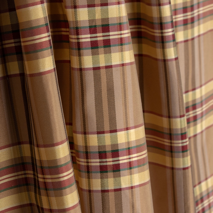 RK Classics Kate Silk Taffeta Plaid Khaki Fabric image 2 of 3
