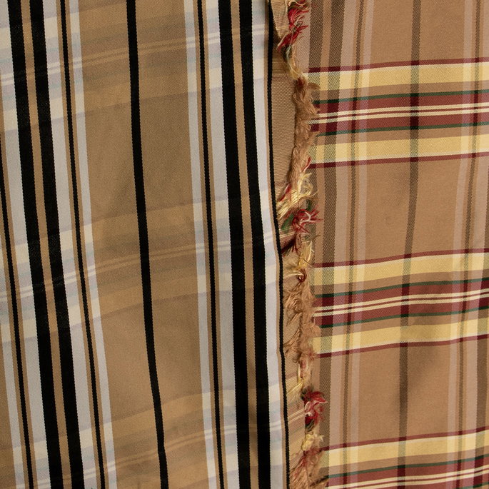RK Classics Kate Silk Taffeta Plaid Khaki Fabric image 3 of 3