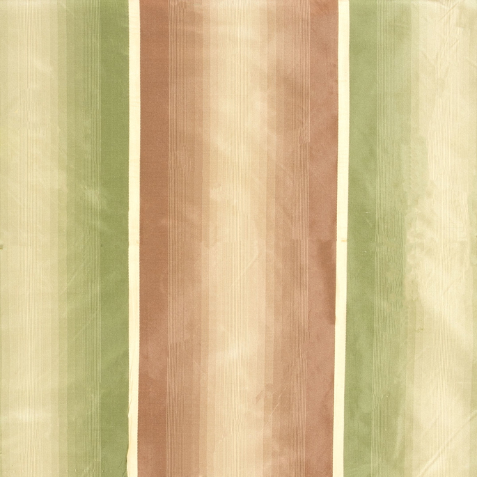 RK Classics Ellen Silk Satin Stripe Green/Brown Fabric image 1 of 2