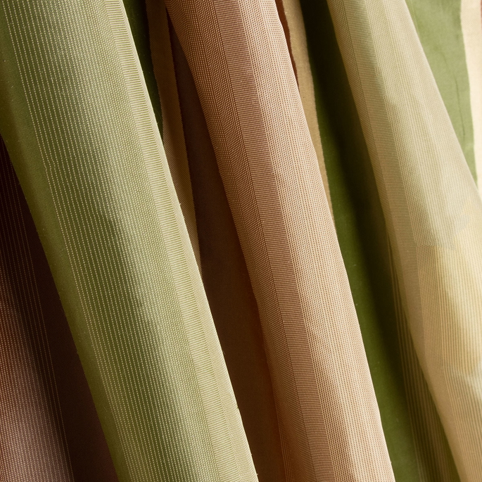 RK Classics Ellen Silk Satin Stripe Green/Brown Fabric image 2 of 2