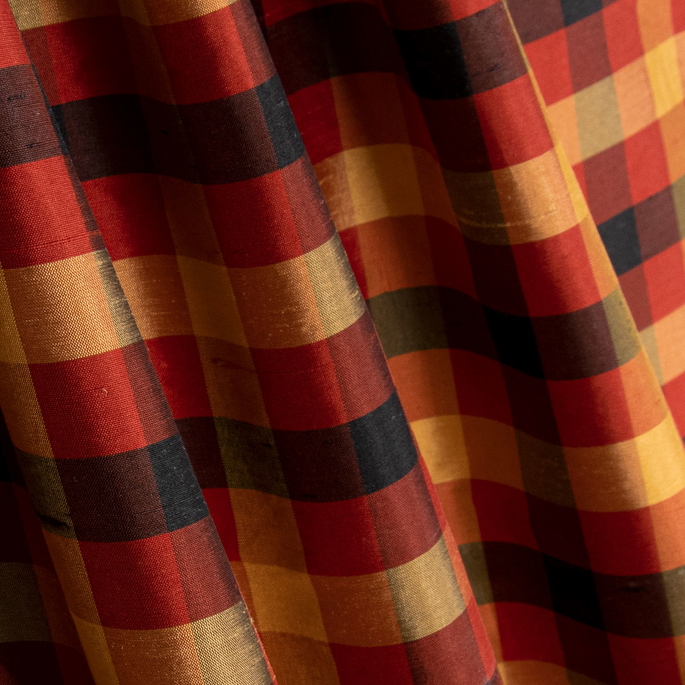 RK Classics Patty Silk Dupioni Plaid Ruby Maroon Fabric image 2 of 2