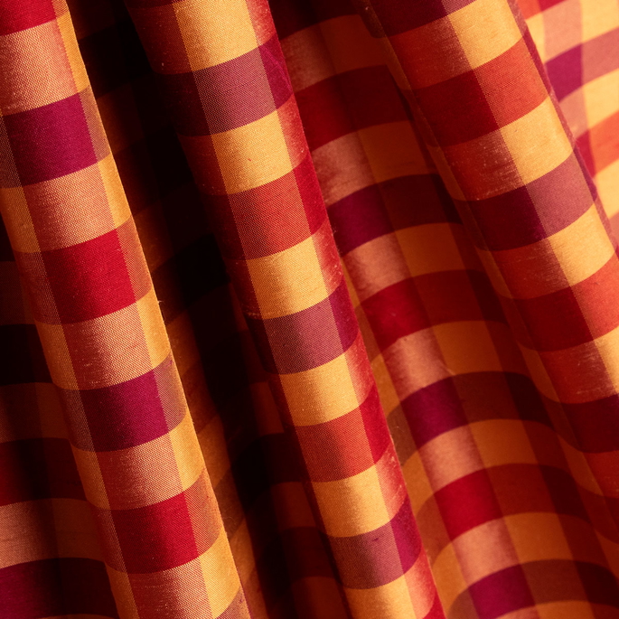 RK Classics Miriam Silk Dupioni Plaid Wine Fabric image 2 of 2
