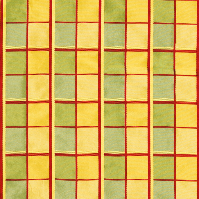RK Classics Aisha Silk Satin Check Yellow Fabric image 1 of 2