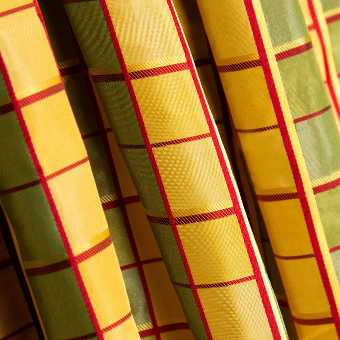 RK Classics Aisha Silk Satin Check Yellow Fabric image 2 of 2