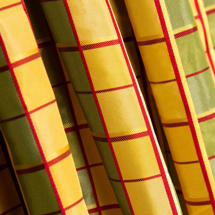 RK Classics Aisha Silk Satin Check Yellow Fabric image 2 of 2