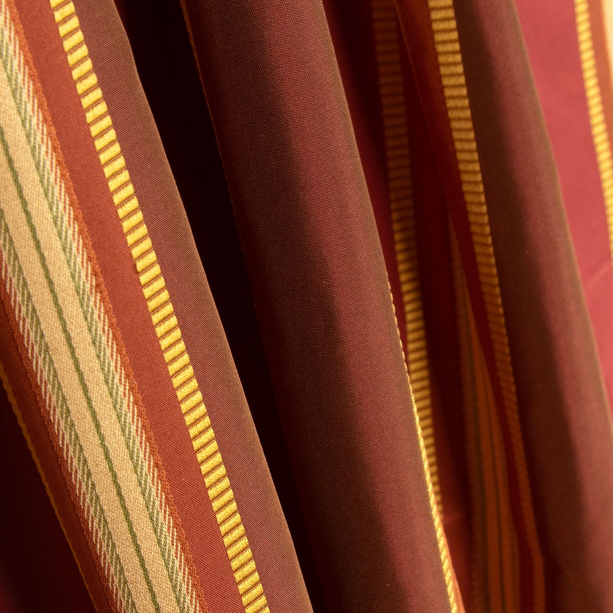 RK Classics Bess Silk Satin Stripe Burgundy Brown Fabric