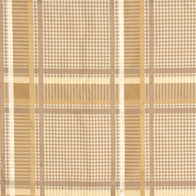 RK Classics Lisa Silk Satin Beam Plaid Golden Tan Fabric image 1 of 2
