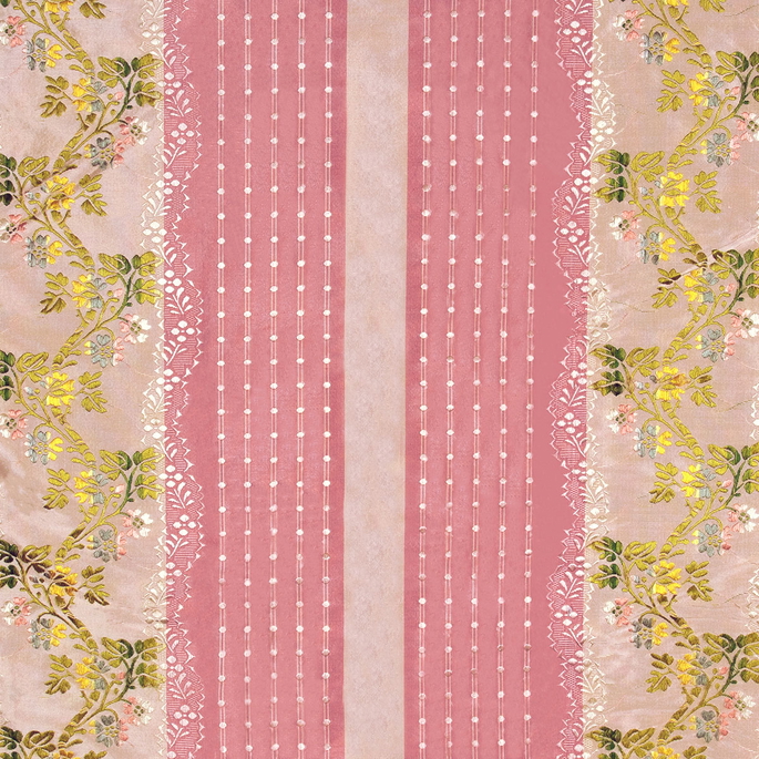 RK Classics Luna Silk Lampas Stripe Garden Rose Fabric image 1 of 2